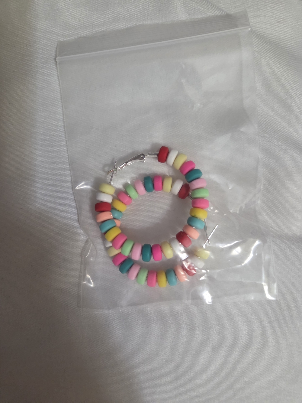 Multicolor Beaded Hoop Earrings - Colorful Summer Hoops